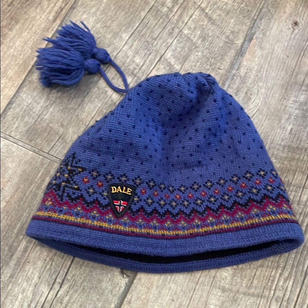 Dale of Norway Blue and Red Nordic Knit Hat